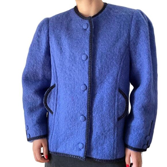Vintage Donegal Design Purple Mohair Wool Handwoven Irish Cardigan Jacket Sz L - Picture 2 of 8